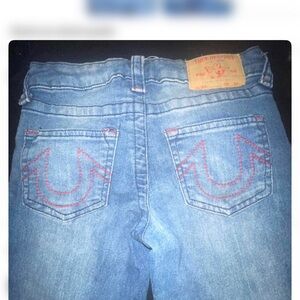True Religion kids High Rise Blue Jeans with Red Stitching